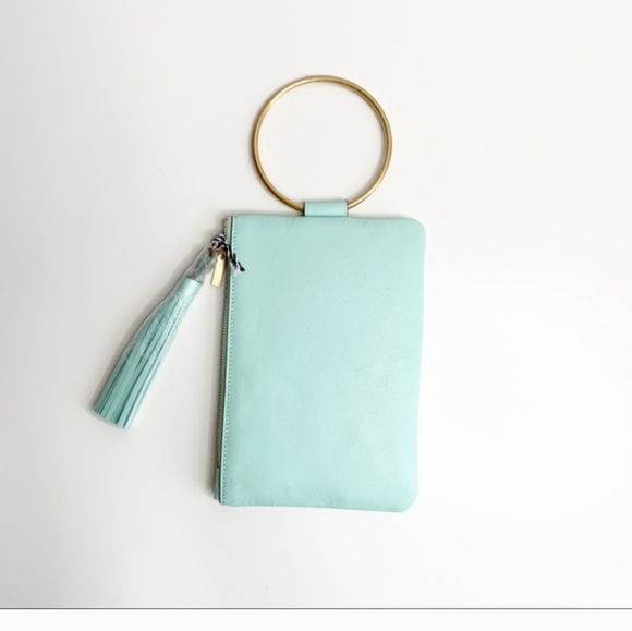 THACKER NOLITA RING HANDLE LEATHER CLUTCH IN MINT - Picture 3 of 4